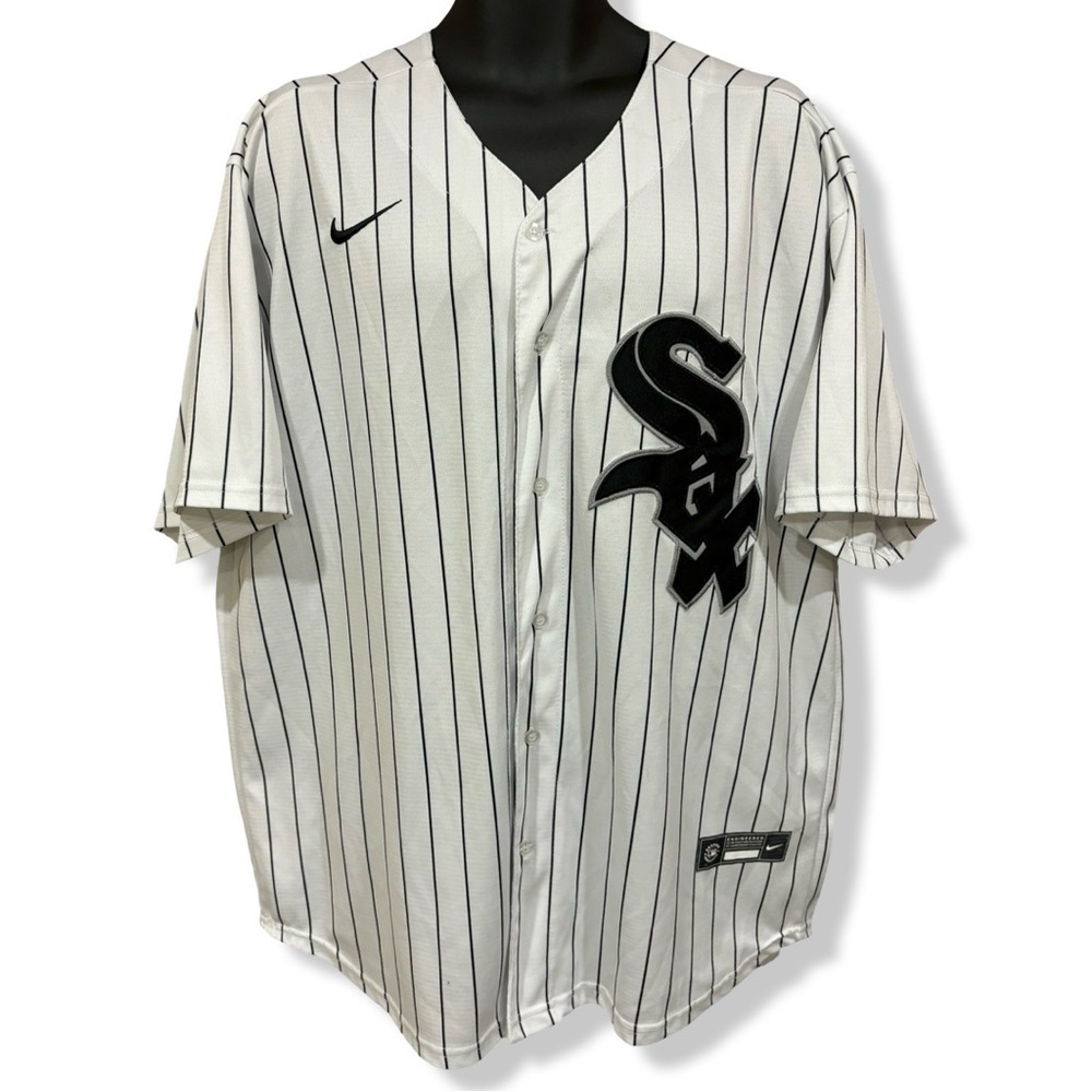 Nike Chicago White Sox Pinstripe Yoan Moncada Baseball Jersey